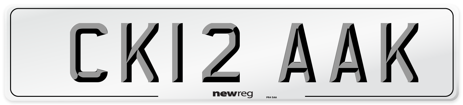 CK12 AAK Number Plate from New Reg